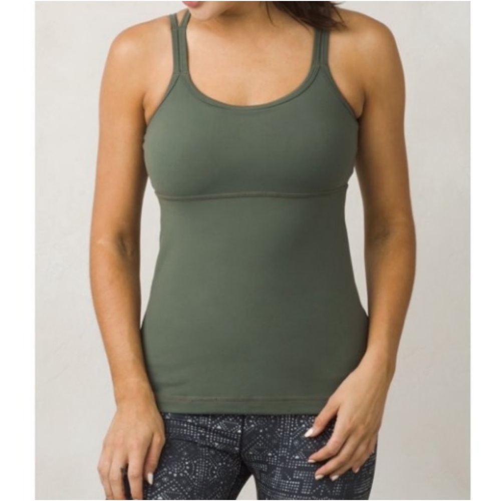PrAna Women's Naturale Tank Top in Forest Green Size Medium Strappy Detail - Picture 2 of 8